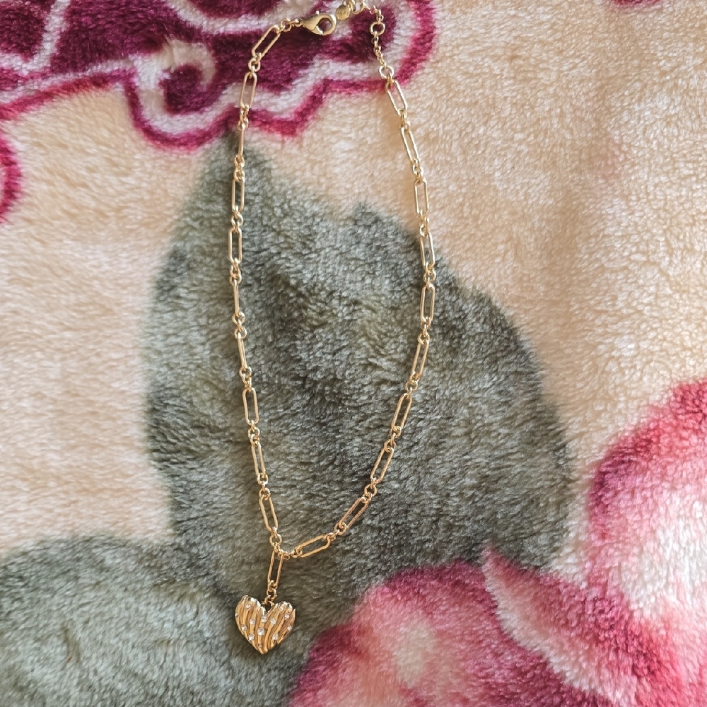 LOFT Gold Textured Heart Necklace